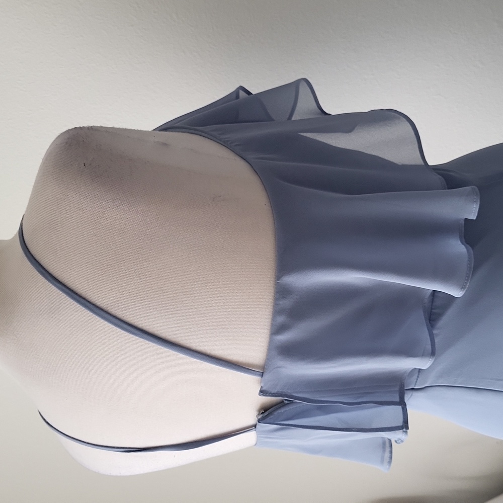 Elegant Cornflower Blue Ruffle Halter Dress Birdy Grey - Picture 5 of 9